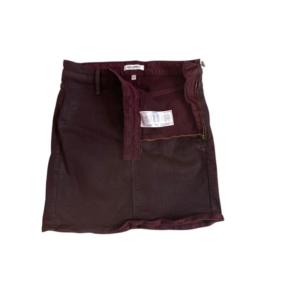 Good American Waxed Denim MiniSkirt in Bordeaux 6/28 - Picture 5 of 7